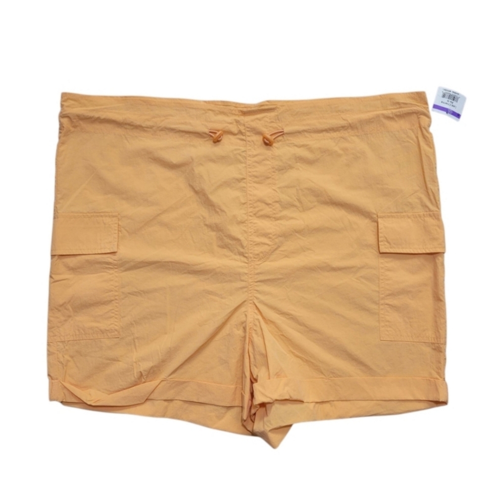 New Steve Madden Orange Bungee Drawstring Windbreaker Cargo Shorts